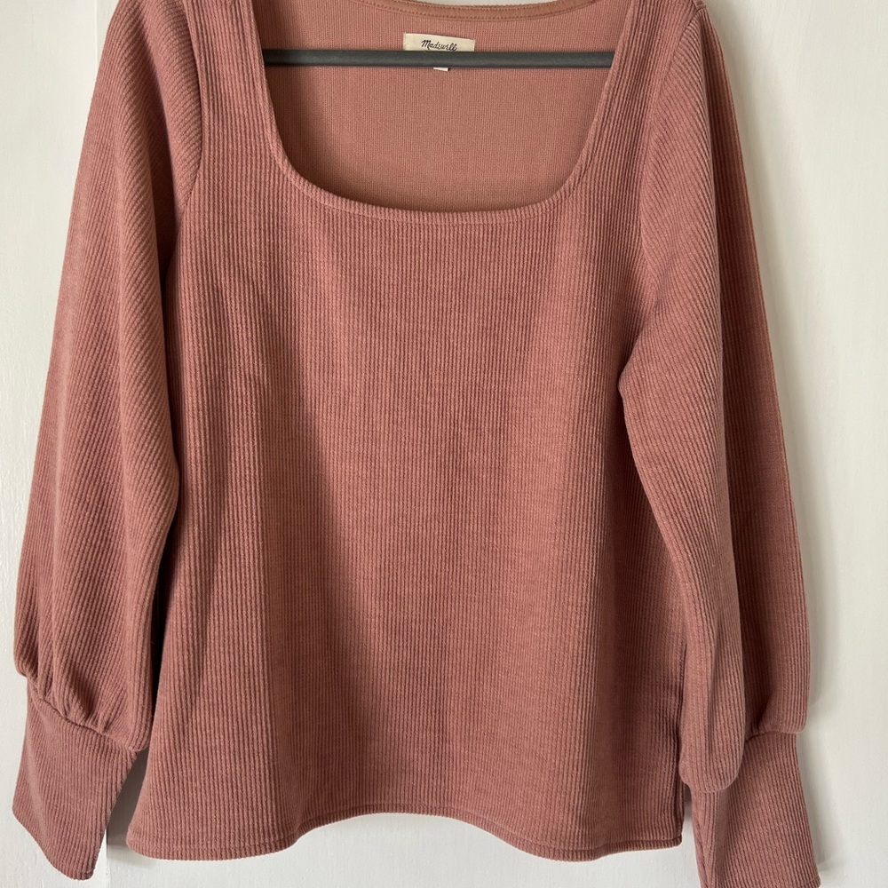 Madewell Mauve Ribbed Knit Top